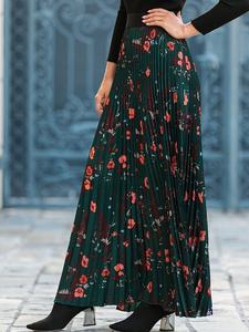 MANNI Gonna Lunga Avvolgente da Donna a Vita Alta in Chiffon con Stampa Floreale, Plissettata e con Volant - Product Image 5