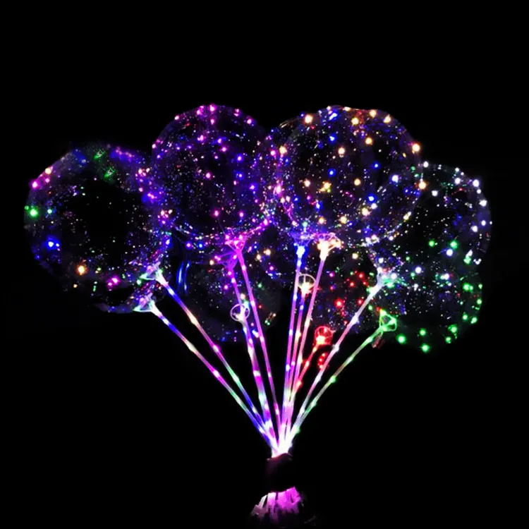 Rue vente lumineuse Led bulle ballon ensemble fête d'anniversaire mariage décorer bobo ballon glisser tige chaîne lumière ensemble en gros