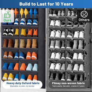Over The Door <b>Shoe</b> Organizer 30+ Pairs 20 Deep Pockets Hanging Rack For Closet Storage Black Oxford Fabric - Product Image 4