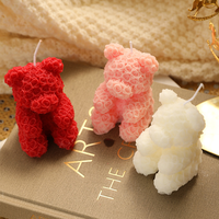 Ours en roses pour la Saint-Valentin, bougie parfumée à l'aromathérapie en cire de soja, nouvelle décoration d'intérieur avec motif cœur pour mariage et Noël