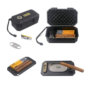 Nuovo Design a tre strati sigaro humidor da viaggio scatola di sigari impermeabile custodia in plastica con accessori