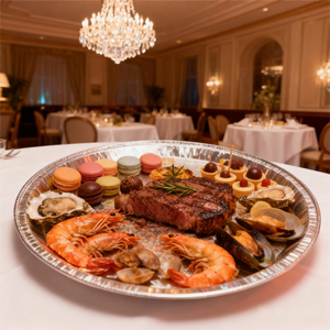 Plateau de cuisson rond en <span class=keywords><strong>aluminium</strong></span> <span class=keywords><strong>jetable</strong></span> de qualité alimentaire de 18 pouces, gaufré, <span class=keywords><strong>plat</strong></span>, en plastique PET, type conteneur pour animaux de compagnie - Product Image 5