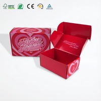 Boîte Cadeau Luxe Rouge Ondulée avec Lamination Intérieure Brillante, Logo Personnalisé, Solution d'Emballage OEM, Éco-responsable, pour Grossistes, Portable