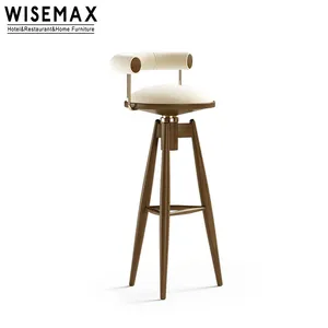 WISEMAX-muebles de lujo para hotel, silla de bar de terciopelo con patas de metal, respaldo curvo, Taburetes de bar para hotel
