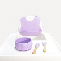 Vente directe usine : Ensemble repas pour nouveau-né, kit de vaisselle en silicone résistant à la chaleur pour enfants, comprenant bol citrouille, bavoir et cuillère