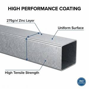 Tubo Cuadrado/Rectangular Galvanizado en Caliente Z275, 1x1, 2x2, 3x3, 4x4 Pulgadas, Sección Hueca, Tubo Metálico para Cocheras, Toldos y Montaje Solar - Product Image 1