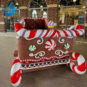 Décoration de Noël extérieure en résine et fibre de verre, grande taille 10 pieds, canne en sucre, pain d'épices, traîneau du Père Noël - Product Image 6