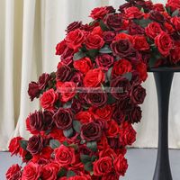 LFB1609 décoration de mariage artificielle fleur de rose rouge coureur Amazing artificielle suspendus mariage fleur décorations de table