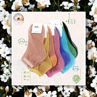 Chaussettes courtes scintillantes transparentes en soie pour femmes, motif dessin animé tricoté, pour usage quotidien, collection printemps