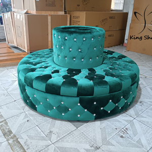 Divano rotondo di lusso <span class=keywords><strong>verde</strong></span> per salone di bellezza Hotel in attesa sedia Area di attesa mobili - Product Image 1
