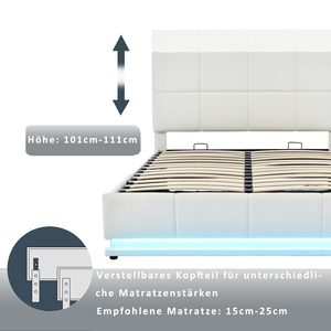 <span class=keywords><strong>Lit</strong></span> LED 16 couleurs changeantes et 4 modes d'éclairage avec meuble de rangement élévateur peu encombrant - Product Image 4