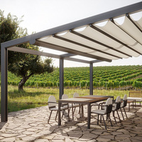 Auvent rétractable moderne pour extérieur, jardin, mur, en aluminium, avec cadre en PVC, télécommande motorisée, pare-soleil, protection contre la pluie