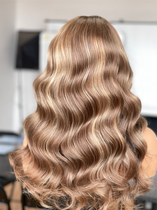 2026 SHY Luxury Desgin HD 13*5 Lace Front Patchwork Wig Wavy With Blonde Highlight Hairdresser <strong>Dyes</strong> <strong>Hair</strong> for Women - Product Image 6