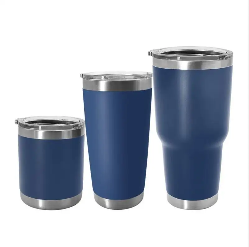 Copo de vácuo para viagem, copo de parede dupla azul marinho de 30oz de aço inoxidável à prova de vazamento e tampa deslizante