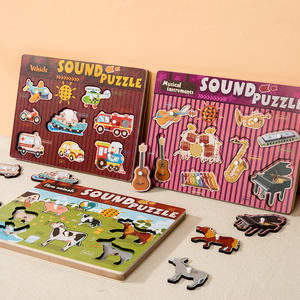 Zhiqu instrumen kendaraan hewan kognitif uniseks, pendidikan awal gagang tangan papan kayu Stereo suara untuk usia 5-7 tahun - Product Image 4