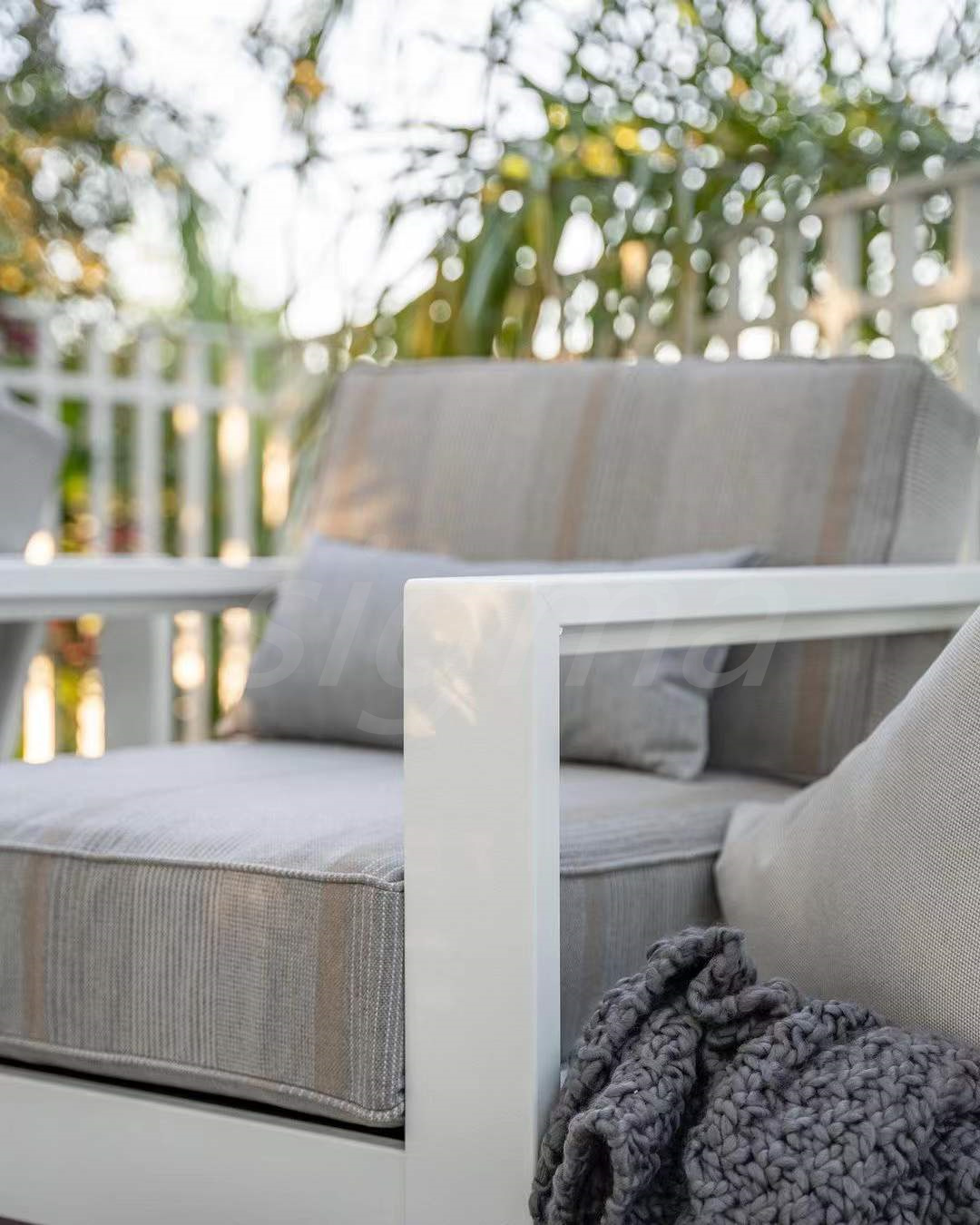 Outdoor Garden Furniture Set, Fabric Chesterfield Sofa Set, Aluminum Patio Furniture Sectional With Side Tables