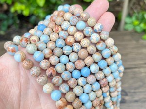 Perles de jaspe impérial bleu ciel naturel, lisses et rondes, 3mm 4mm 6mm 8mm 10mm, pour la fabrication de bijoux - Product Image 1