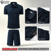 Ensemble deux pièces personnalisé pour homme en maille gaufrée, décontracté, respirant, idéal pour les vacances d'été, comprenant un polo de golf à manches courtes et un short