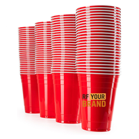 Gobelet jetable rouge de 16 oz avec logo personnalisé, durable, classique, coloré, pour serveur de boissons de fête sociale