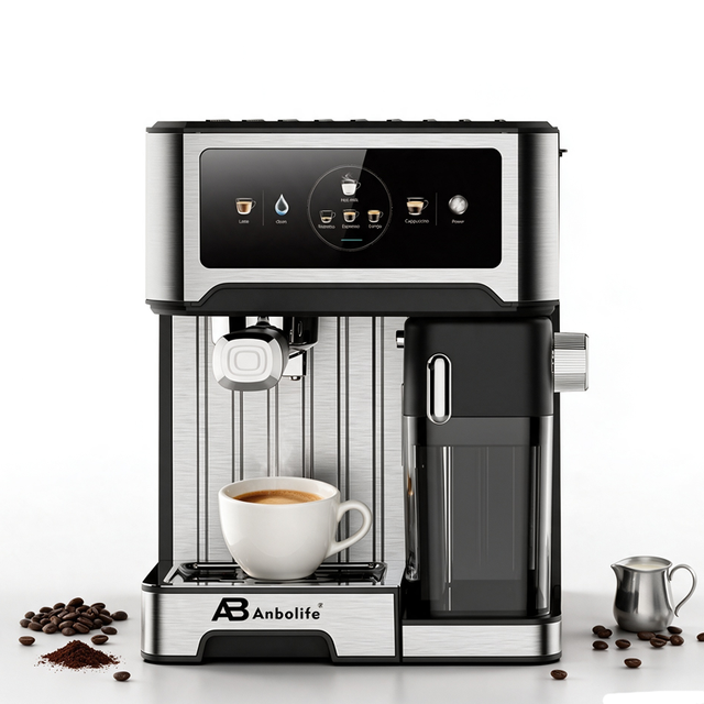 Anbo Digital Screen 20 bar Italian Pump 1350W Espresso Coffee Machine With Milk Tank Hot Sale Coffee Maker