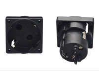YDK-02 Prise murale coréenne EU Schuko PDU 250V 16A KC pour cuivre noir avec mise à la terre automatique et obturateur