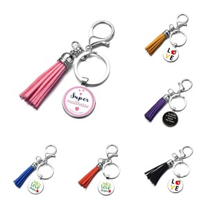 Super Maitresse Tassel Keychain Super Mistress Glass Dome Pendant Key Chain Teachers Gifts Bag Key Ring Men Women Keyring