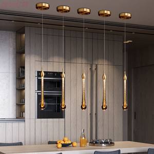 Lampu gantung Led desain bentuk tetes Modern dalam ruangan grosir lampu gantung kristal mewah emas untuk ruang tamu - Product Image 4
