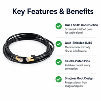 Câble Ethernet LAN Cat7 SFTP Premium d'usine OEM, 10 Gbit/s, sans emmêlement, RJ45, CCA, double blindage, pour switch 10G