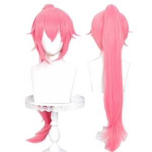 Peluca Larga y Lisa de Color Rosa Resistente al Calor para Cosplay de <span class=keywords><strong>Anime</strong></span> de Halloween para Mujer, AOKG-222 - Product Image 2