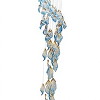 Lustre LED en verre double hauteur personnalisé pour salon, salle à manger et escalier de villa, design feuille torsadée artistique et créatif