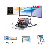 Moniteur triple écran TriCreate Pro 18,5 pouces 1080P FHD USB-C, écran portable en aluminium, moniteur d'ordinateur portable, écran LCD, nouveau QuadCreate OEM