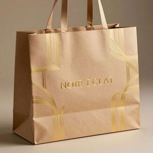 Sacs en papier kraft personnalisés haut de gamme estampés à chaud avec poignées pour le shopping de luxe - Product Image 2
