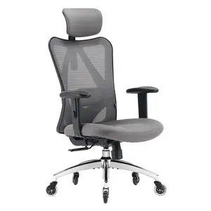 Офисное кресло OEM с бесшумными колесами, большие и высокие сетчатые стулья, регулируемый подголовник с 2D подлокотниками