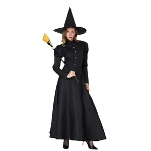 New Wicked Witch Costume Women Black Fancy Disguise Dress For Halloween Cosplay Party