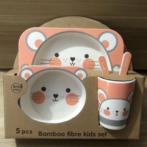 Ensemble de vaisselle pour enfants en fibre de <span class=keywords><strong>bambou</strong></span> hibou, 5 pièces, assiette pour <span class=keywords><strong>bébé</strong></span>, enfants, ensemble de dîner, écologique, ensemble de <span class=keywords><strong>repas</strong></span> pour enfants - Product Image 3