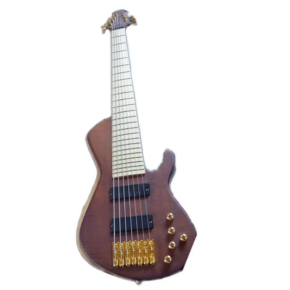 Weifang Rebon 7 string neck through body electric bass guitar with flamed maple top board