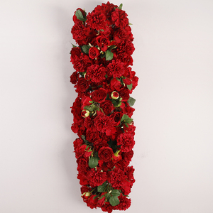 Design personnalisé déco <span class=keywords><strong>mariage</strong></span> fleur roses hortensia 2M <span class=keywords><strong>rouge</strong></span> centre de <span class=keywords><strong>table</strong></span> chemin de <span class=keywords><strong>table</strong></span> soie artificielle arrangement fleurs - Product Image 5