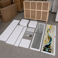 Armoire de rangement pour vêtements peu encombrante avec miroir, panneau imprimé, tringle de suspension, étagères, verrouillable, en acier, avec portes coulissantes pour chambre à coucher