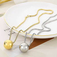 Collar con Colgante de Bola de Cadena de Serpiente, Acero Inoxidable 316L, Chapado en Oro de 18K, Hipoalergénico para Mujer