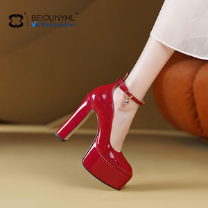 Logotipo personalizado Mary Jane Chunky tacones altos plataforma mujeres Stiletto vestido zapatos elegante lujo moda tendencia con - Product Image 1