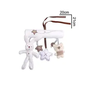 卡通兔子婴儿车挂床挂毛绒玩具带铃BB装置横杆玩具