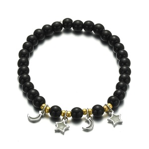 Vente en gros <span class=keywords><strong>6</strong></span> mm Agate noire perlée brillant dans la lune noire et bracelets galaxie breloque étoile - Product Image 6