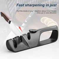 TOALLWIN Vente en gros d'affûteurs de couteaux manuels 3 en 1, outil d'affûtage de couteaux de cuisine, affûteur de ciseaux en céramique et en acier tungstène, OEM