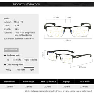 Lunettes multifocales progressives pour hommes Lunettes activées par la lumière Blue Light Blocking UV400 Readers All-in-One Distance & Near Vision - Product Image 3