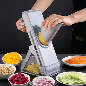 Multifunctional समायोज्य 5in1 रसोई कटर भोजन प्रस्तुत करने का मशीन काटने आलू प्याज गाजर ककड़ी फल सब्जी हेलिकॉप्टर