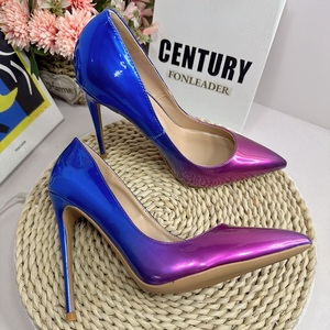 Chaussures à bout pointu pour femmes, dégradé rouge et noir, 8CM 10CM 12CM, taille 34-46, élégantes escarpins à talons aiguilles pour robe de soirée, talons hauts sexy - Product Image 2