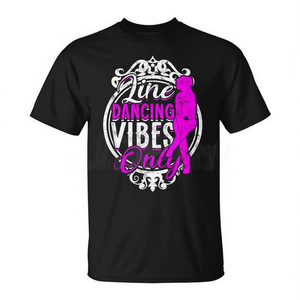 Camiseta Line Dancing Vibes Only para adultos, unisex, negra, con cuello redondo, manga corta, serigrafía - Product Image 2