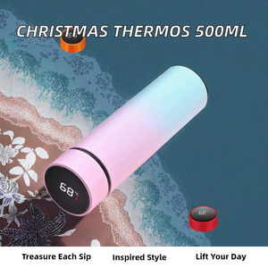 Bouteille isotherme Beeman Noël 500 ml en acier inoxydable avec affichage numérique de la température, grande capacité, écologique, pour la rentrée scolaire - Product Image 2