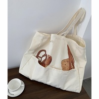 Sac fourre-tout en toile de coton personnalisé avec logo imprimé pour femme, grande capacité, robuste, idéal pour le week-end, les fêtes, la plage et le shopping