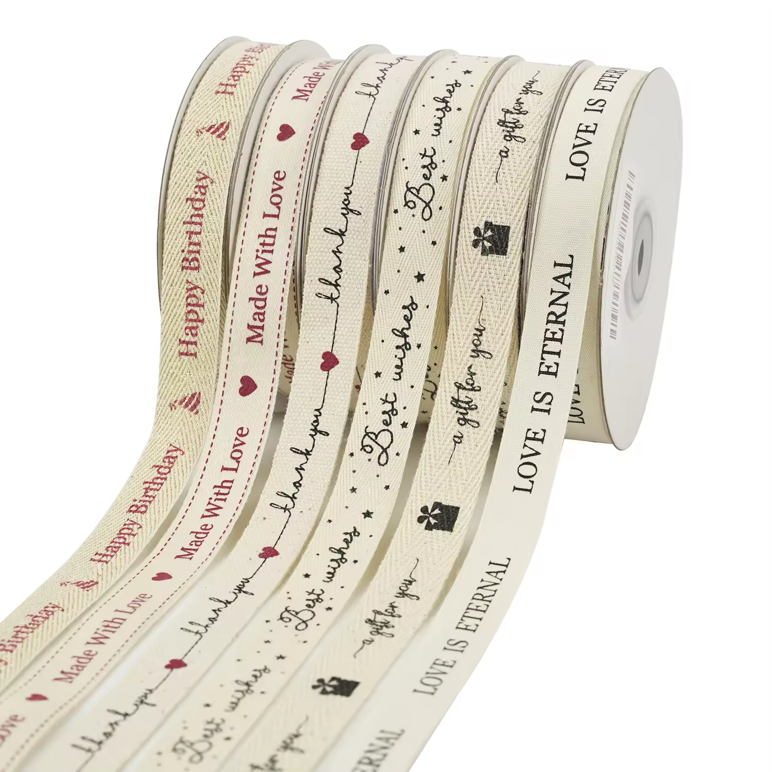 Custom Eco-friendly Valentine's Day Gift 100% Cotton Single Face Ribbon Custom Color Logo Acceptable English Letters Baby